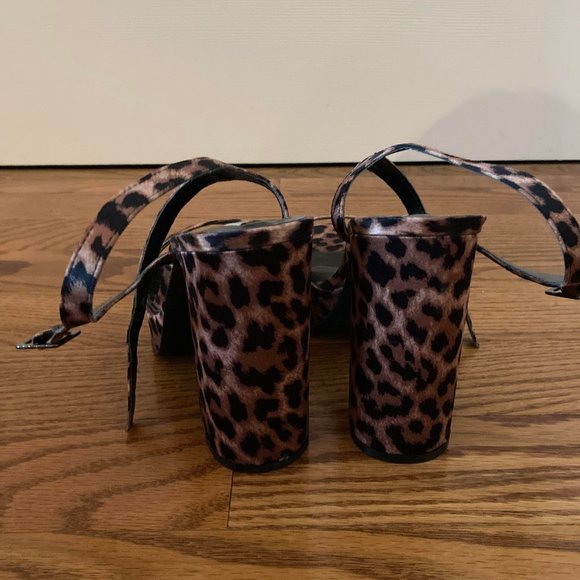 Zara Leopard Print High Heeled Platform Sandals - Picture 3 of 6